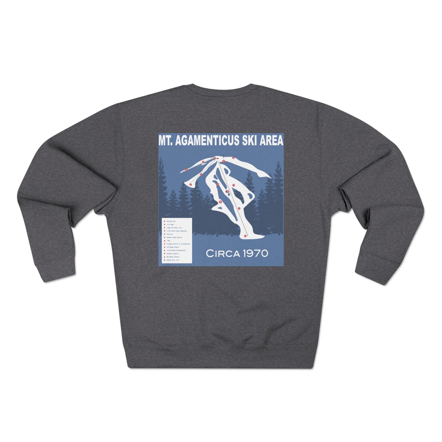 Mt. Agamenticus 'The Big A' Ski Crewneck Sweatshirt — Vintage 1970s Ski Poster Design