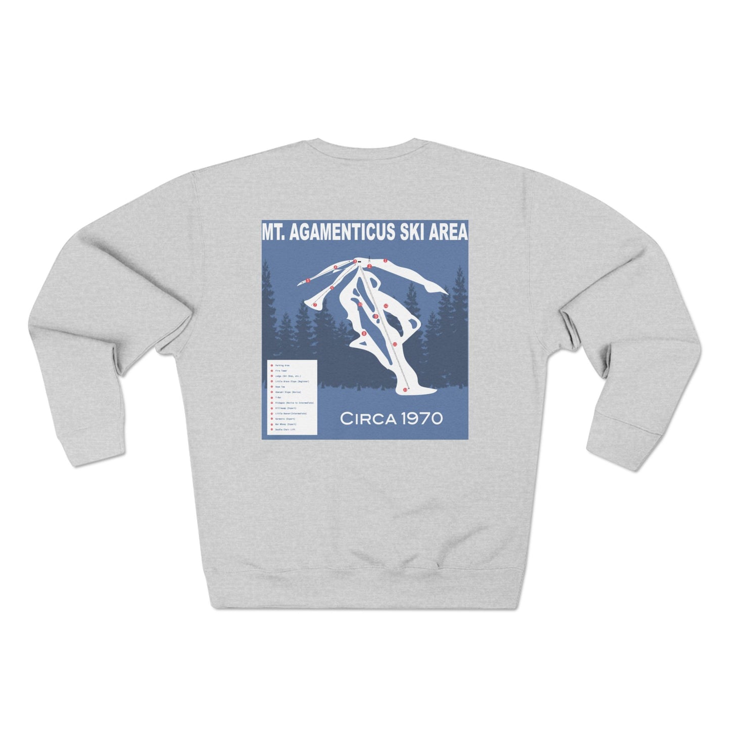 Mt. Agamenticus 'The Big A' Ski Crewneck Sweatshirt — Vintage 1970s Ski Poster Design