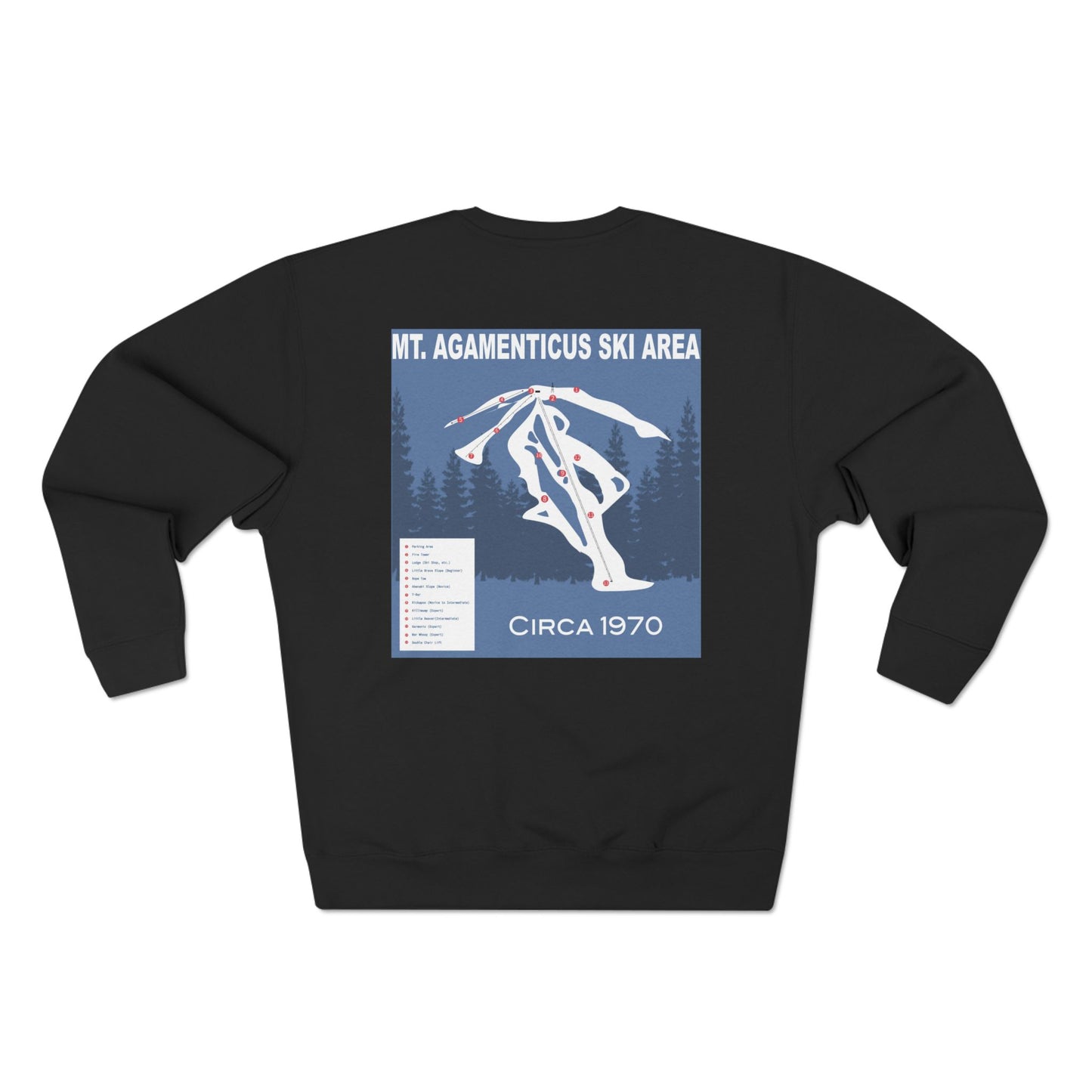 Mt. Agamenticus 'The Big A' Ski Crewneck Sweatshirt — Vintage 1970s Ski Poster Design