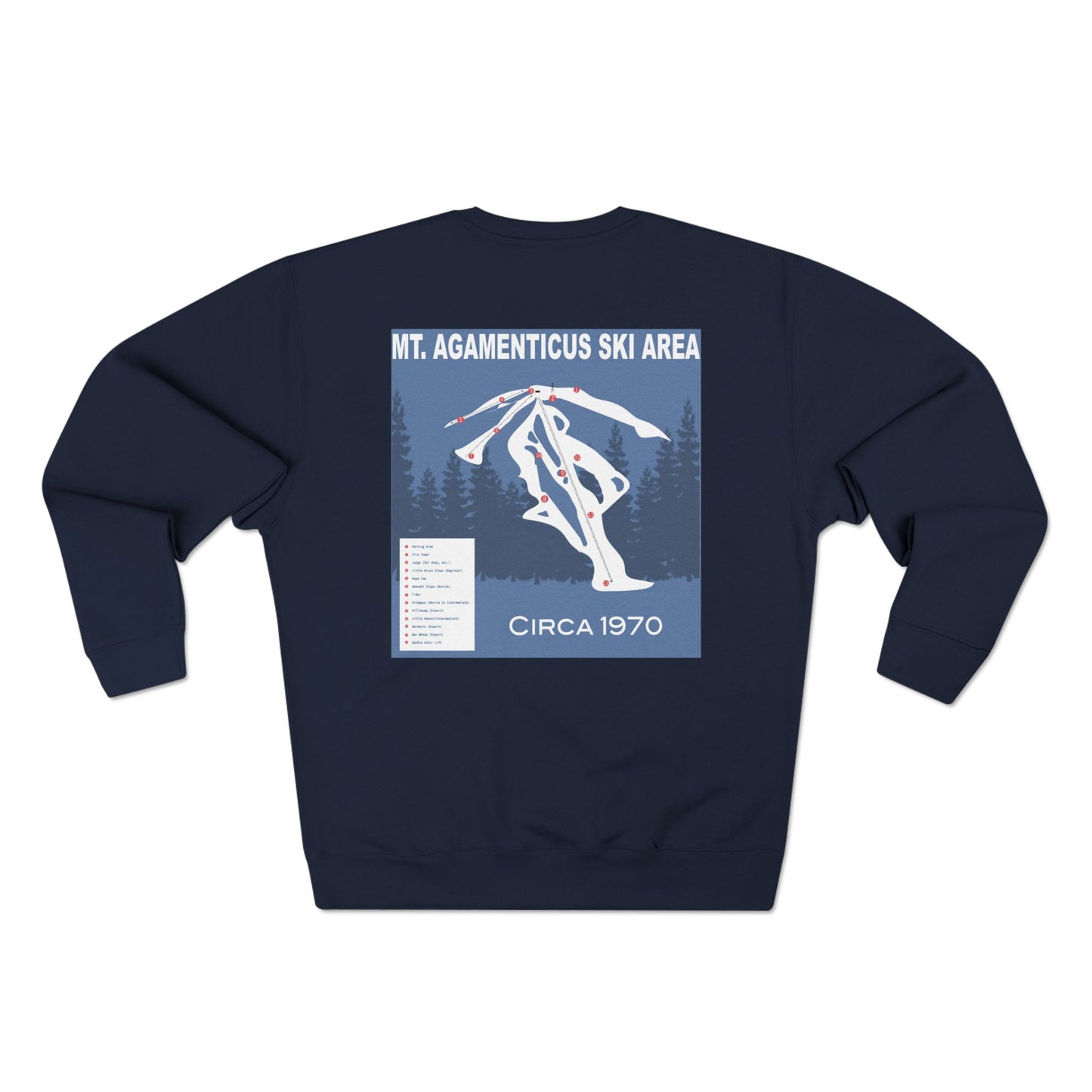 Mt. Agamenticus 'The Big A' Ski Crewneck Sweatshirt — Vintage 1970s Ski Poster Design