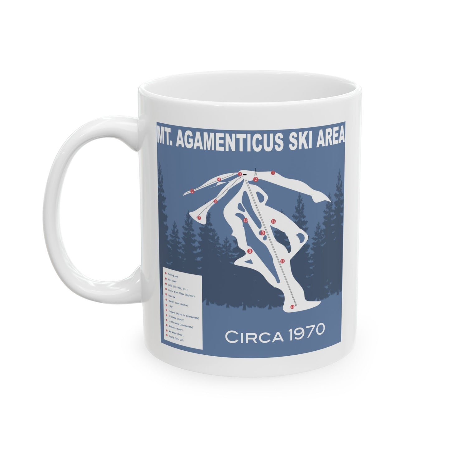 Mt. Agamenticus Ski Area Ceramic Mug — York Maine Ski Resort Coffee Cup (11oz/15oz)