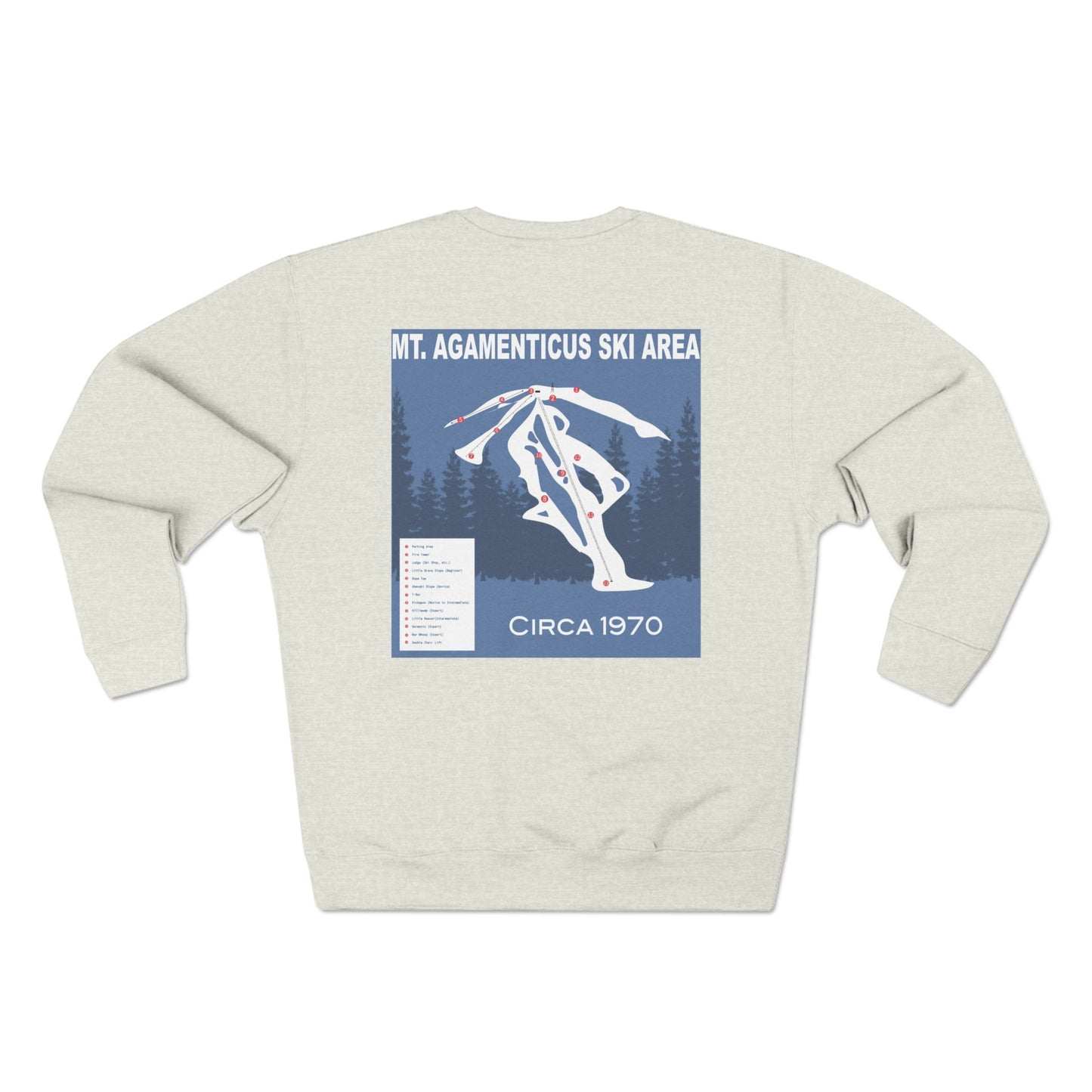 Mt. Agamenticus 'The Big A' Ski Crewneck Sweatshirt — Vintage 1970s Ski Poster Design